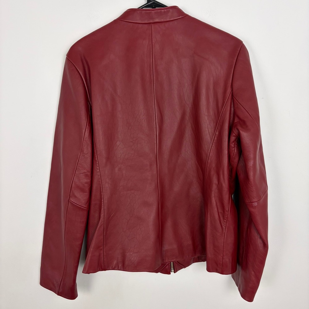 Mossimo Leather Jacket Red Genuine Leather Diamond Quilted Moto Biker Size Large - Picture 5 of 9